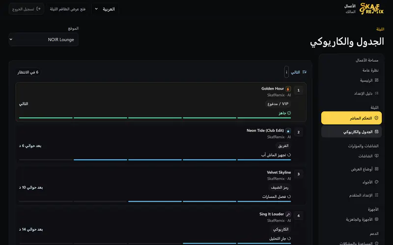 مساحة الأعمال على الحاسوب: الليلة مع قائمة «التالي» وتقدم التجهيز